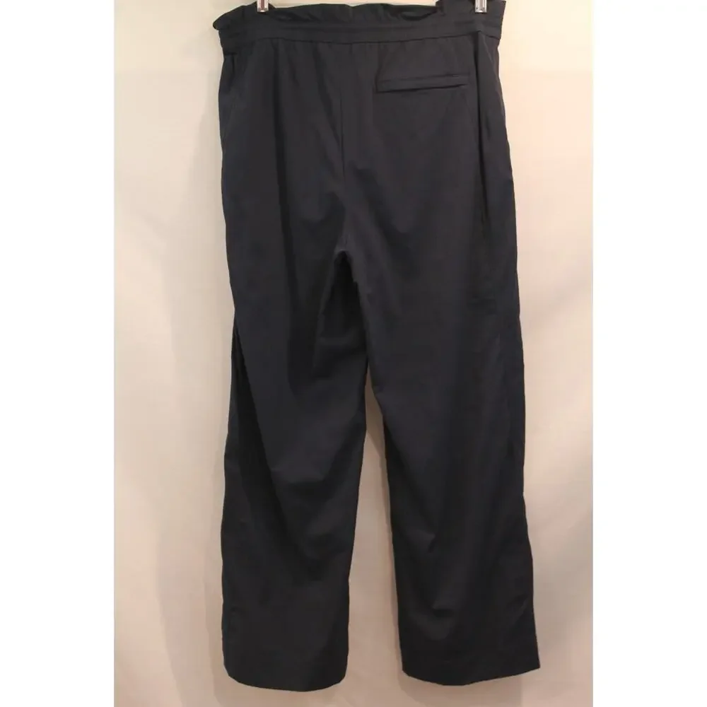 Athleta Lightweight Performance Pants Women L Navy Adjustable Waist Zip Leg Hem